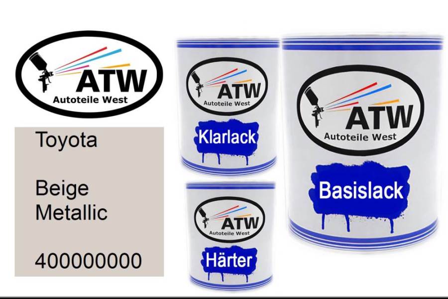 Toyota, Beige Metallic, 400000000: 1L Lackdose + 1L Klarlack + 500ml Härter - Set, von ATW Autoteile West.